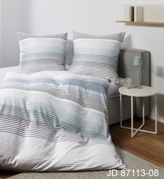 Janine Janine Mako-Satin Bettwäsche J. D. 87113 silber blau Größe:  155x200 günstig online kaufen