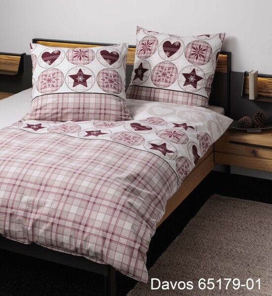 Janine Janine Feinbiber Bettwäsche DAVOS 65179 rot rosenholz Größe:  135x20 günstig online kaufen