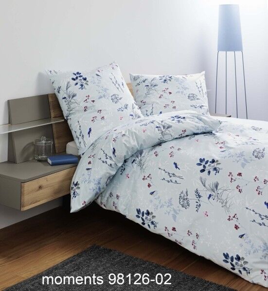 Janine Janine Mako-Satin Bettwäsche moments 98126 eisblau Größe:  155x220 c günstig online kaufen