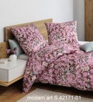 Janine Mako-Satin Bettwäsche modern art S 42171 rosa naturell