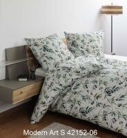 Janine Mako-Satin Bettwäsche modern art S 42152 salbeigrün olive