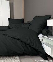 Janine Mako-Soft-Seersucker Bettwäsche PIANO 0125 schwarz