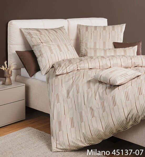 Janine Janine Mako-Satin Bettwäsche MILANO 45137 taupe Größe: 135x200 cm + 80x80 cm