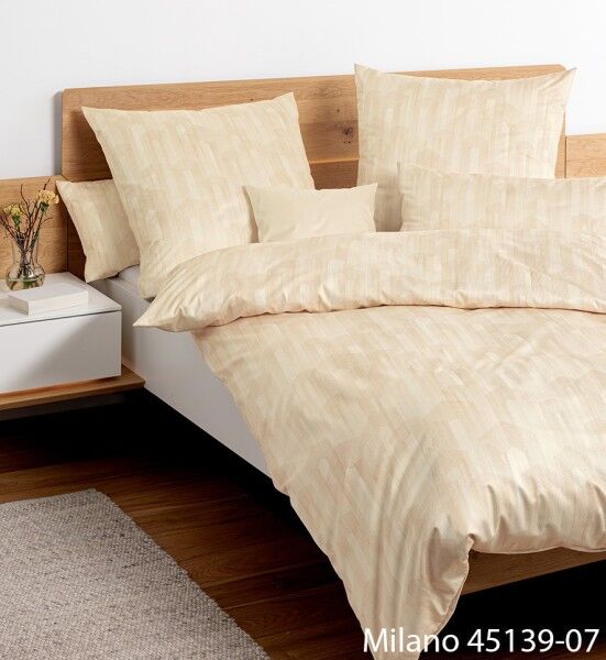 Janine Janine Mako-Satin Bettwäsche MILANO 45139 sand natur Größe: 135x200 cm + 80x80 cm