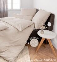Janine Interlock-Jersey Bettwäsche JERSEY CLASSIC 59001 in Braun/Beige mit klassischem Fächer-Bogenmuster