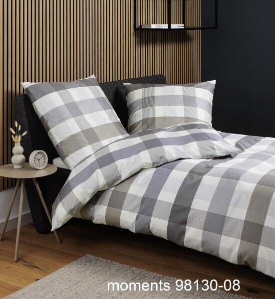 Janine Janine Mako-Satin Bettwäsche moments 98130 silber grau Größe:  200x2 günstig online kaufen