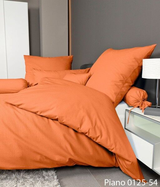 Janine Janine Mako-Soft-Seersucker Bettwäsche PIANO 0125 orange Größe:  40x günstig online kaufen