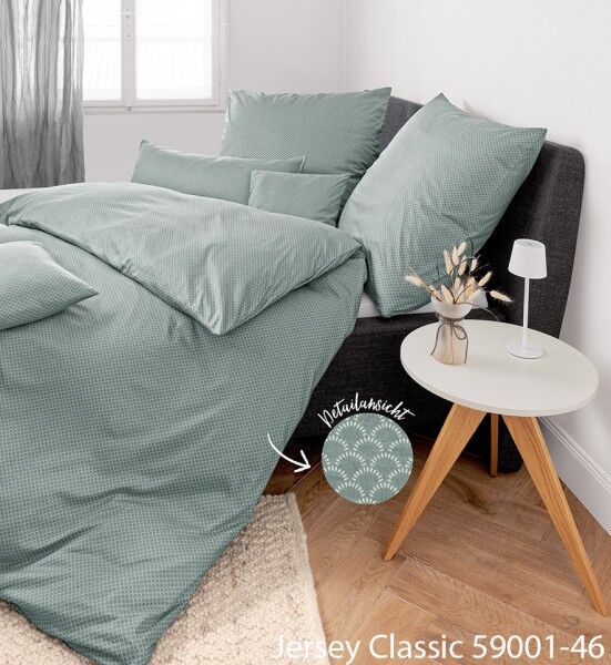 Janine Janine Interlock-Jersey Bettwäsche JERSEY CLASSIC 59001 salbeigrün Größe: 80x80 cm