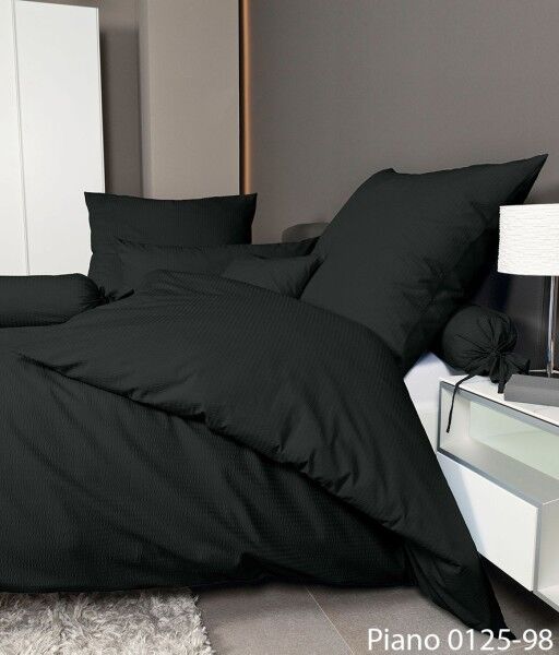 Janine Janine Mako-Soft-Seersucker Bettwäsche PIANO 0125 schwarz Größe:  15 günstig online kaufen