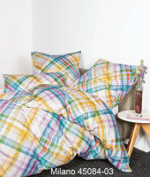 Janine Mako-Satin Bettwäsche MILANO 45084 gelbgold lavendel türkisstaub oliv