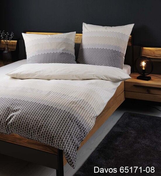 Janine Janine Feinbiber Bettwäsche DAVOS 65171 grau beige Größe:  200x200 c günstig online kaufen