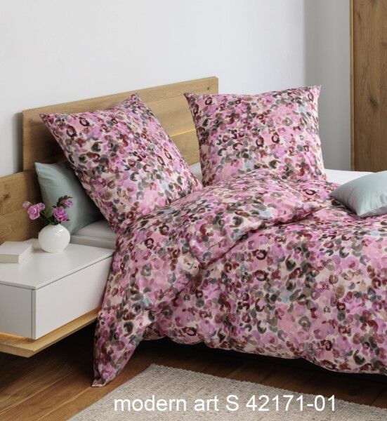 Janine Mako-Satin Bettwäsche modern art S 42171 rosa naturell