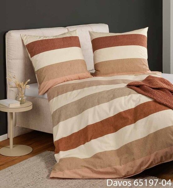 Janine Janine Feinbiber Bettwäsche DAVOS 65197 beige terra Größe: 240x220 cm + 2x80x80 cm