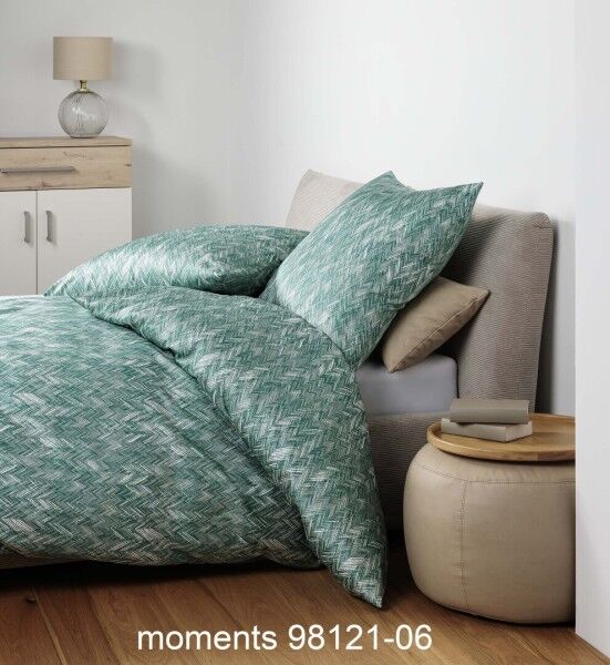 Janine Janine Mako-Satin Bettwäsche moments 98121 grün Größe:  135x200 cm + günstig online kaufen