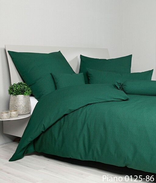 Janine Janine Mako-Soft-Seersucker Bettwäsche PIANO 0125 waldgrün Größe:  4 günstig online kaufen