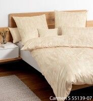 Janine Interlock-Jersey Bettwäsche CARMEN S 55139 in Sand Natur mit grafisch-geometrischem Streifenmuster in Beige- und Cremetönen
