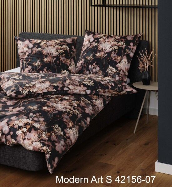 Janine Mako-Satin Bettwäsche modern art S 42156 braun koralle