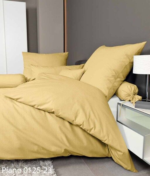 Janine Janine Mako-Soft-Seersucker Bettwäsche PIANO 0125 gelb Größe:  40x40 günstig online kaufen