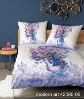 Janine Mako-Satin Bettwäsche modern art 42080 kreidelila