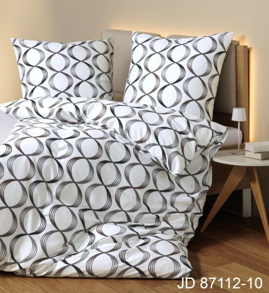 Janine Janine Mako-Satin Bettwäsche J. D. 87112 weiß grau Größe:  155x220 c günstig online kaufen