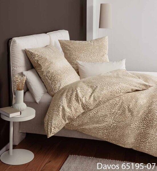 Janine Janine Feinbiber Bettwäsche DAVOS 65195 beige braun Größe: 240x220 cm + 2x80x80 cm