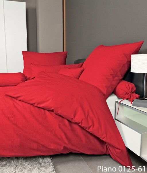 Janine Janine Mako-Soft-Seersucker Bettwäsche PIANO 0125 rot Größe:  40x40 günstig online kaufen