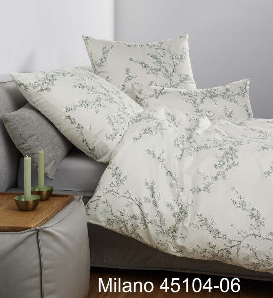 Janine Mako-Satin Bettwäsche MILANO 45104 salbeigrün zitrone Größe:  155x20 günstig online kaufen