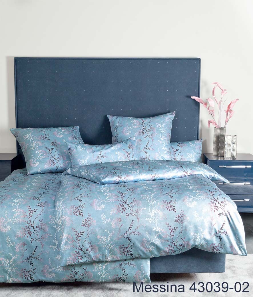 Janine Mako-Satin Bettwäsche MESSINA 43039 himmlisches blau beere