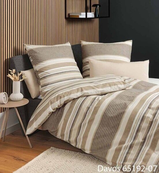 Janine Janine Feinbiber Bettwäsche DAVOS 65192 beige Größe: 240x220 cm + 2x80x80 cm