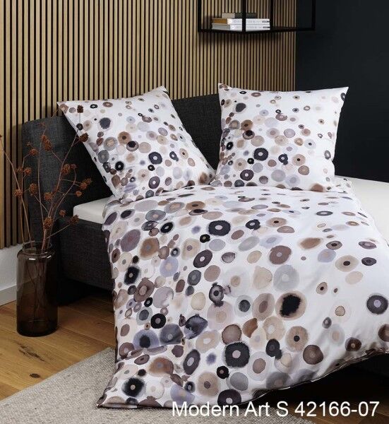 Janine Mako-Satin Bettwäsche modern art S 42166 taupe beige