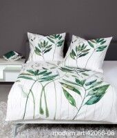 Janine Mako-Satin-Bettwäsche modern art 42066 grün