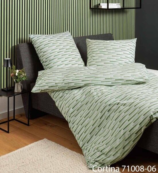 Janine Janine Soft-Cotton Bettwäsche CORTINA 71008 grün Größe: 155x200 cm + 80x80 cm