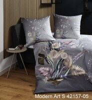 Janine Mako-Satin Bettwäsche modern art S 42157 lila beere grau
