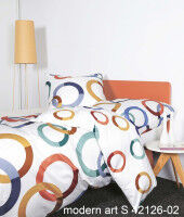 Janine Mako-Satin Bettwäsche modern art S 42126 blau siena bisquit