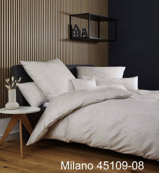 Janine Mako-Satin Bettwäsche MILANO 45109 grau beige Größe:  135x200 cm + 8 günstig online kaufen