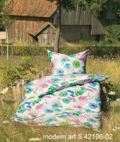 Mako-Satin Bettwäsche modern art S 42106 blaugrün fuchsia