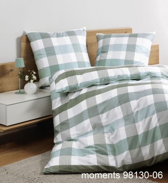 Janine Janine Mako-Satin Bettwäsche moments 98130 salbei mint Größe:  155x2 günstig online kaufen