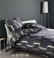 Janine Mako-Satin Bettwäsche J. D. 87107 anthrazit blau